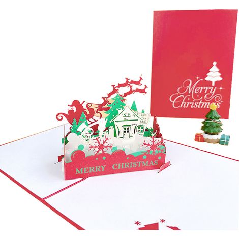 Carte de vœux 3D populaire, carte de Noël, sapin de Noël, Jour de l'An, envoyer ses vœux à ses amis, carte 3D (1/5)