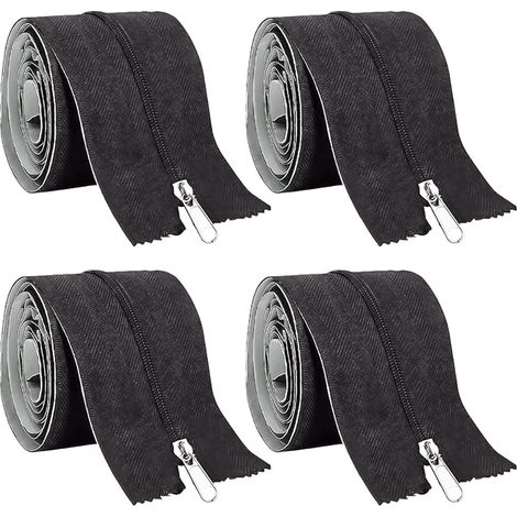Self Adhesive Zips - 215 x 3 cm - Zipper - for Plastic Barriers, Greenhouses and Construction Projects - Black (1/4)