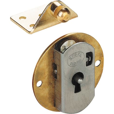 Serrure ronde à entailler 22 mm – Décor poli – Mécanisme en acier – Pour abattant – Entrée au centre – Serfa