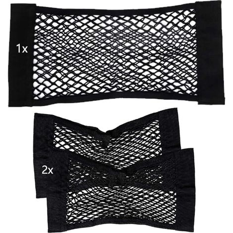 Set mit 3 Netztaschen für den Kofferraum, Auto-Organizer, elastisches Nylonnetz mit dünnem Klettverschluss, Rücksitz-Transportset, 2 x (40 x 25 cm) + 1 x (60 x 25 cm)