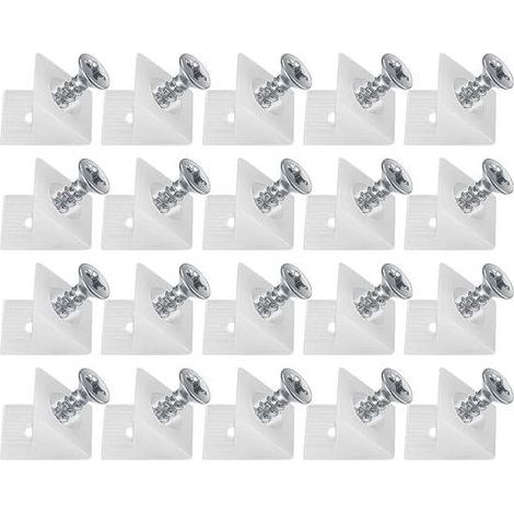 20 Pièces Cales en Plastique pour Meuble Tiroir, Équerre De Fixation, Connecteur Arrière Stabilisateurs, Fond de Tiroir Connecteur avec Vis, pour Réparer Affaissement Étagère Meuble (1/4)