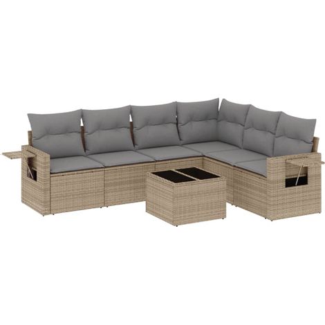 Maison Exclusive - Set Divani da Giardino 7 pz con Cuscini Beige in Polyrattan