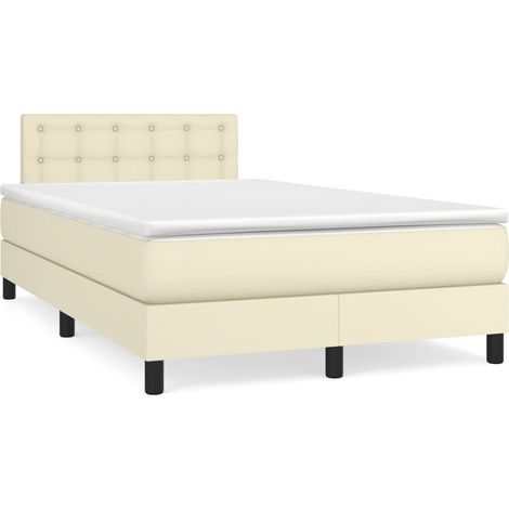 Maison Exclusive - Giroletto a Molle con Materasso Crema 120x200 cm in Similpelle