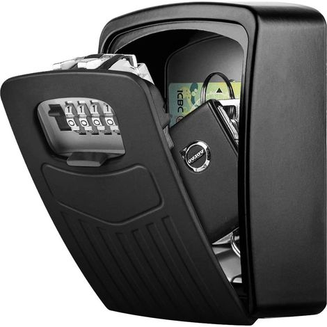 Sicherer Schlüsselkasten, hochwertiger großer Schlüsselkasten, Schlüsseltresor mit 4-stelligem digitalem Code, sicherer Schlüsselkasten zur Wandmontage für den Innen- und Außenbereich, Zuhause, Büro, (1/5)