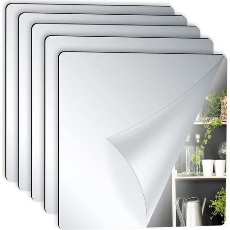 Lot de 5 autocollants pour miroirs, carreaux muraux pour miroirs. Autocollants décoratifs en acrylique à coller pour la cuisine, la salle de bains, le salon et les miroirs muraux (1/5)