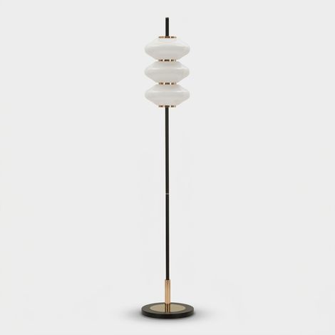 Lampada da Terra Vintage Glam - Piantana 168 cm in Ferro e Vetro, Attacco E14 per 3 Lampadine, Stile Anni 60 Retro - 30x30x168 cm (1/5)