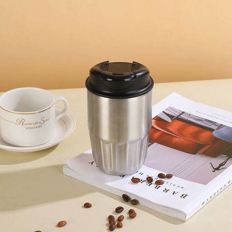 Mug isotherme, mug de voyage isotherme, mug à café chaud, mug en acier inoxydable, mug isotherme avec couvercle, argenté(argenté) (1/5)