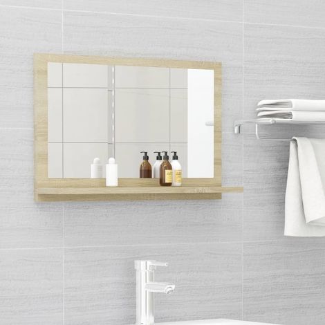 FIMEI Miroir de salle de bain Chêne sonoma 60x10,5x37 cm Aggloméré (1/5)