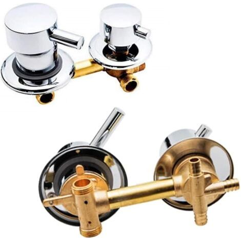 Grifo mezclador para cabina de ducha, 3 vías, salidas de agua, rosca de 10 cm, mezclador de ducha cromado, mezclador de agua caliente y fría de latón G1/2" (1/5)
