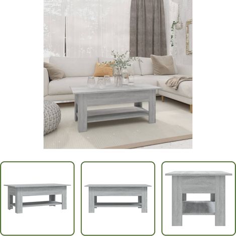 Table d'appoint bois -  Table basse sonoma gris 102x55x42 cm bois d'ingénierie (1/5)