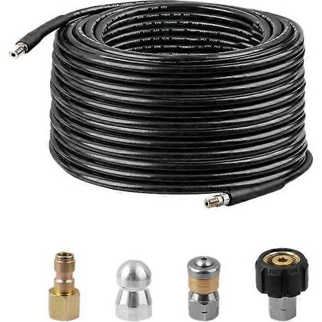 Kit de nettoyage de canalisations pour nettoyeur haute pressiontuyau de 15 m (50 pieds)raccord NPT 1/4 pouceboutonréférence O5I7noir (1/5)