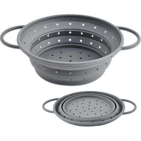 Passoire à pâtes pliable en silicone avec poignées, résistante à la chaleur, peu encombrante, légumes, fruits et pâtes, idéale pour la cuisine et le camping (1/5)