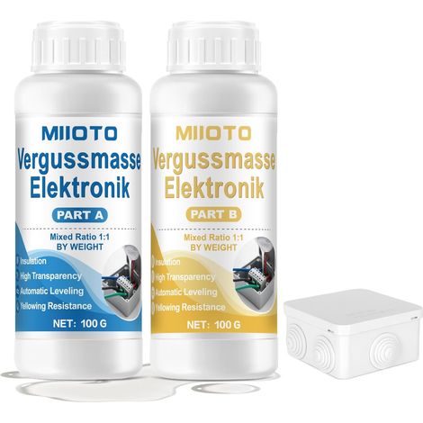 Gel Etancheite Electrique, Gel Isolant Electrique  Avec Boite de Derivation Electrique, Convient pour les Circuits Imprimes, les Moules et les Isolants, Transparent A+B 200g (1/5)