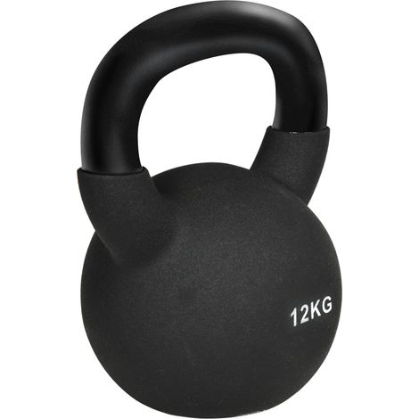 Kettlebell 12 kg in metallo nero con rivestimento in neoprene - CHICFURN (1/5)