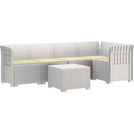 Maison Exclusive - 5-Sitzer Gartensofa mit Kissen Rattan-Look PP (1/5)