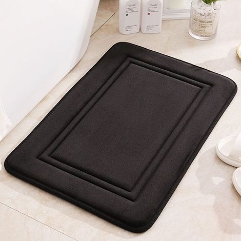 Tapis Bain Mousse Mémoire - 1 pièce, Tapis Bain Mousse Mémoire Noir - Lavable (1/5)