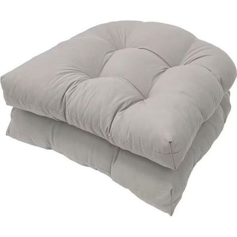 Lot de 2 Coussins de Chaise de terrasse rembourrés Confortables en Fibre épaisse touffetée 48 x 48 cm, argenté (1/3)