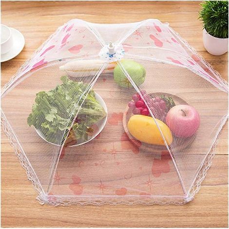 Lot de 3 couvercles/tentes alimentaires en filet pliable, housses alimentaires pliables en dentelle, parapluie anti-moustiques et mouches, décoration de table, housse anti-poussière, outils de cuisine (1/5)