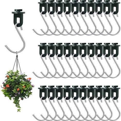 Lot de 60 Attaches de Serre en Plastique Vert – 30 Pinces + 30 Crochets en S en Acier Inoxydable – pour Suspendre les Plantes (1/4)