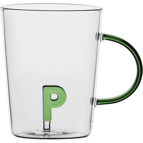 Tasse lettre 'P' en verre borosilicate, capacité 400 cc (1/2)