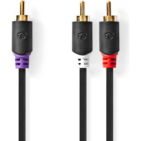 Cable de altavoz de subgraves rca hane 2x rca hane guldplaterad 300 metros redondo 40 milimetros antracita lada