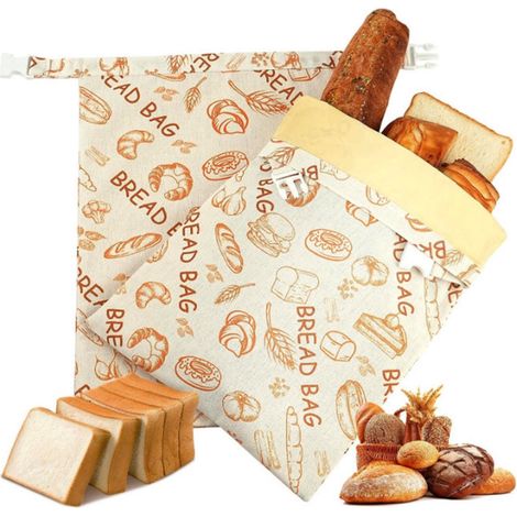 Sac à pain réutilisable - 33 x 43 cm - Motif blé - Emballage coton/cire d'abeille (1/5)