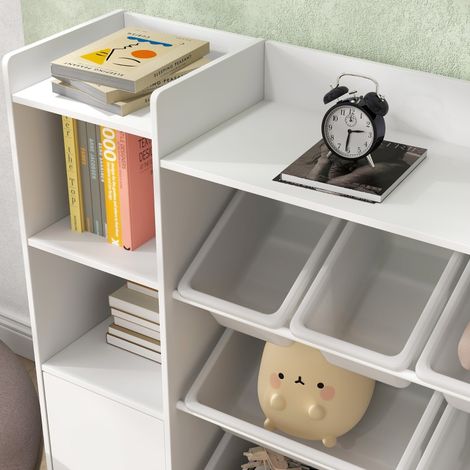 Étagère de rangement pour enfants, meuble de rangement jouets et livres, organisation facile et ordonnée, 8 bacs amovibles, blanc (1/5)