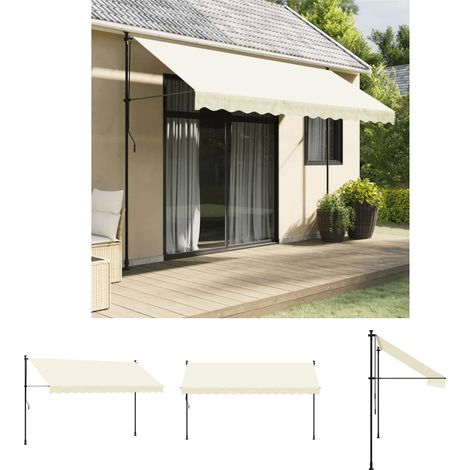 The Living Store Markise Einziehbar Creme 350x150 cm Stoff und Stahl - Markisen (1/5)