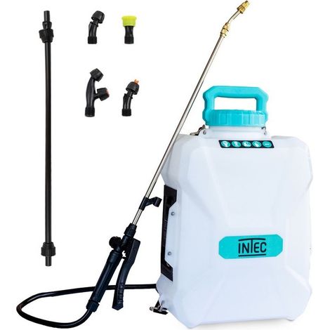 Pulvérisateur à batterie 20V 12L Batterie lithium 4.0Ah Chargeur 2 Lances Fibre et Inox 4 Buses INTEC (1/5)