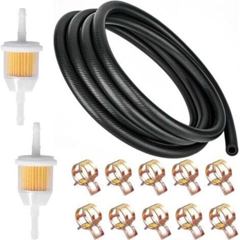 Durite Essence Ø 6mm, 2m Conduite de Carburant, avec 10 Colliers de Serrage, 2 Filtres à Carburant, Pour Les Camions, Les voitures,Les tracteurs ou Les Petits Moteurs (1/4)
