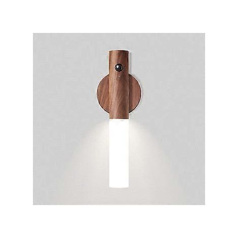 Wandleuchte für den Innenbereich mit Sensor, multifunktionale Holzlampe, abnehmbare Designer-Nachttischlampe mit Magnetfuß, tragbares, wiederaufladbares LED-Nachtlicht (W)