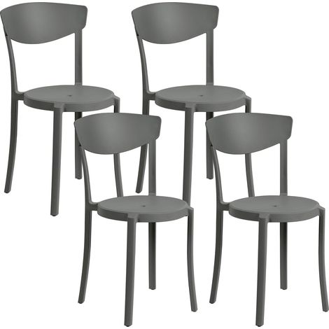 Set of 4 Garden Chairs VIESTE Dark Grey (1/5)