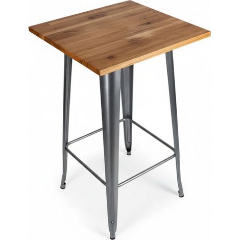 Mesas Bar - Mesa Torix Alta Madera Natural 60 cm - Gris metalizado