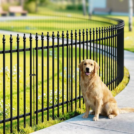 Decorative Metal Garden Fence 106cm High x 76cm Wide (4 Panels + 1 Gate, Total Length 3.8m) Dog Landscape Fence No Digging for Flower Bed (1/5)