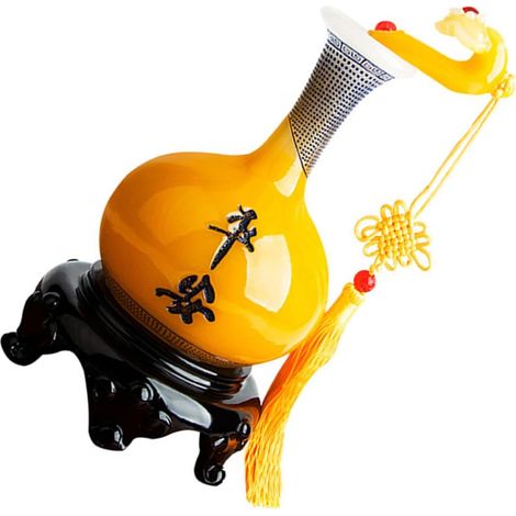 Vase Décoratif Petit Taille en Résine Jaune Jade, Ornement Esthétique Ruyi pour Maison, Décoration Table, Présent Pendaison de Crémaillère, Vase à Fleurs Moderne Stable pour Salon (1/5)