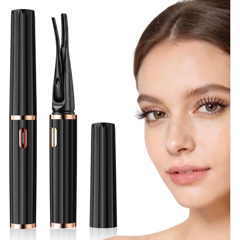 Recourbe Cils Chauffant Électrique Rechargeable, 3 Température Réglable, Double Face Clip et Peigne, Chauffage Rapide, Portable, Longue Durée pour Cils Naturels et Faux (1/5)