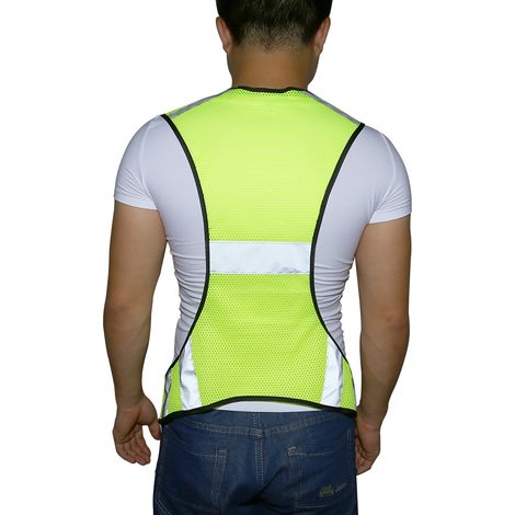 Veste de Sécurité Réfléchissante Haute Visibilité pour Course Nocturne, Taille Ajustable (Vert Fluorescent) (1/5)