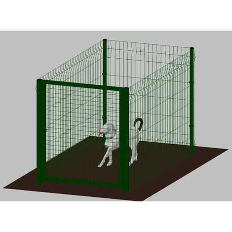.Recinto-Box Modulare per Cani in Ferro Zincato e Verniciato Verde-con Pali a Interrare - cm 200x100x102h (1/2)