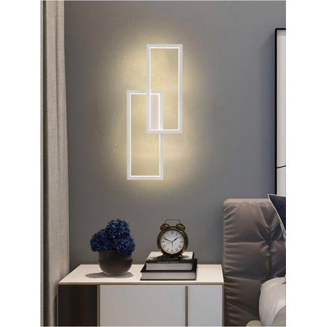 Applique Led Tre Tonalità Luce Bianca Calda Naturale Lampada Rettangolare Bianco