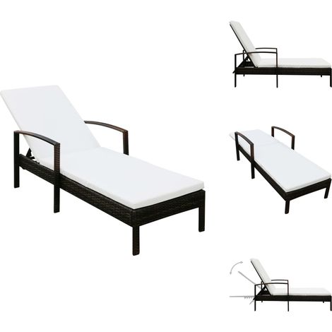 Chaise longue avec coussin Résine tressée Marron - Chaises Longues - Transats - Mobilier De Jardin - Salon De Jardin - Bain De Soleil (1/5)