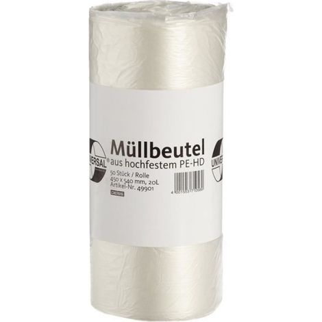 Sacs Poubelle - 450 mm x 540 mm - 20 L - Transparent - Lot de 50