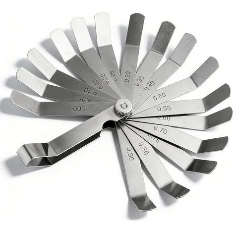 0.05-1.00mm Jauge D’épaisseur en Acier Inoxydable, 16 Lames Jauge D'épaisseur Incurvée, Jauges D’épaisseurs de Précision, Jauges de mesure, pour Mesurer de l'espace libre Largeur/Épaisseur (1/5)