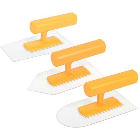 Kit de truelles en plastique (3 pièces) : truelles de finition rondes, carrées et à bout pointu. (1/5)