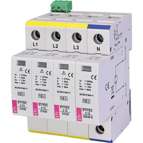 Parafoudre ETI ETITEC C T2 275/20 3+1 RC, REG