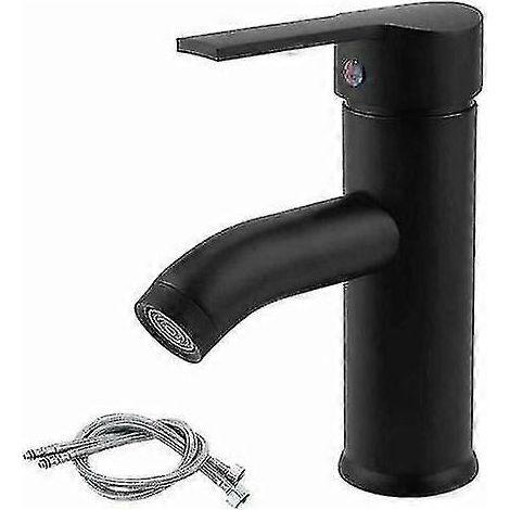 Robinet mitigeur de salle de bain en acier inoxydable noir, mitigeur monocommande avec eau chaude et froide et température réglable pour lavabo et lave-mains (1/5)