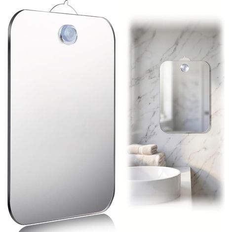 Miroir de Douche Anti Buée en Acrylique, 1 Pièce, 17cm x 13cm Miroir Rasage, Fin sans Cadre avec Ventouse, Incassable, Portable pour Douche et Voyage (1/5)