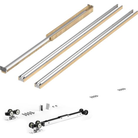 Kit de cadre pour porte coulissante à galandage 610 à 762 mm, hauteur 2032 mm, fermeture amortie, bois et acier galvanisé (1/5)