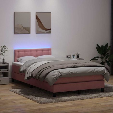 Boxspringbett mit Matratze & LED Rosa 120x220 cm Samt