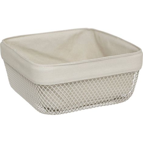 Panera mayaj de metal y algodón beige 25,5x25,5cm - 5five