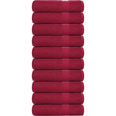 Serviettes de bain FROGN, lot de 10, coloris Bordeaux, 100 x 150 cm, 360 g/m²
